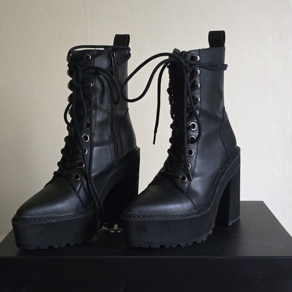 Killstar Shoes - Killstar Salem City Lace Up Side Zip Boots Size US 6 Like New